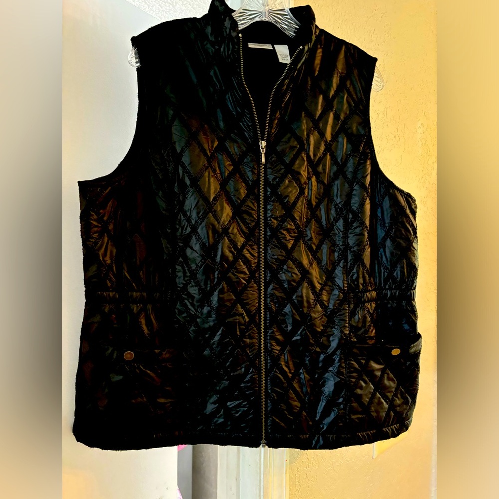 Chico’s - Quilted Zippered Vest Flannel Lined 2 Pockets (Chico’s Size 3) XL